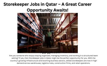 Storekeeper Jobs in Qatar – A Great Career Opportunity Awaits!